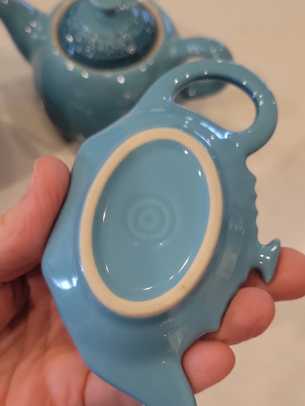 Retired Le Creuset Tea For 2 Set In Carribean Color